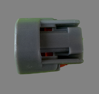 2 pin Denso style right guide connector suits Toyota transmission speed sensors, air valves, Subaru VVT solenoids and Lexus rear indicator sockets