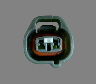 2 pin Denso style right guide connector suits Toyota transmission speed sensors, air valves, Subaru VVT solenoids and Lexus rear indicator sockets