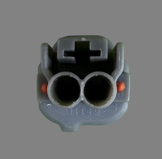 2 pin Denso style right guide connector suits Toyota transmission speed sensors, air valves, Subaru VVT solenoids and Lexus rear indicator sockets