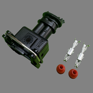 2 pin Bosch style full length connector suits some injectors, VCT solenoids and knock sensors