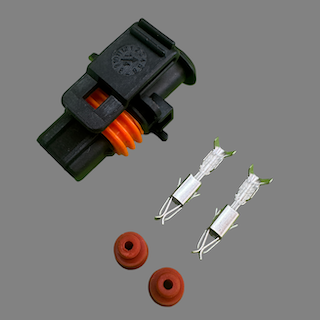 2 pin Bosch style connector suits some Holden alternators, Bosch alternators, Bosch diesel injectors and various purge valves and EVAP solenoids
