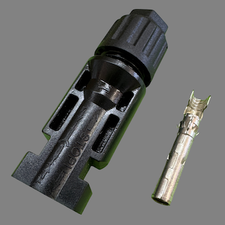 1 pin MC4 style female connector with locking tab