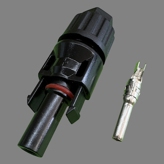 1 pin MC4 style male connector with locking tab
