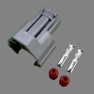 2 pin Denso style low guide connector suits some injectors and Subaru camshaft position sensor